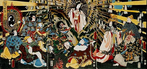 Amaterasu sortant de la caverne par Utagawa Kunisada)